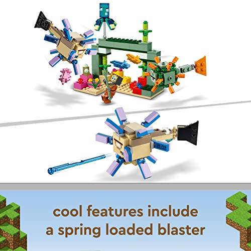 LEGO 21180 Minecraft The Guardian Battle Set, Coral Fish Toy, Gifts for Kids, Boys and Girls Age 8 Plus with Mobs Figures