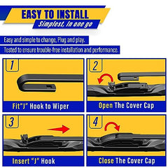 4 wipers Replacement for 2007-2014 Toyota FJ Cruiser, Windshield Wiper Blades Original Equipment Replacement - 16"/14"/14"/10" (Set of 4) U/J HOOK