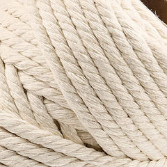 SINJEUN Macrame Cord, 6mm x 50m Natural Macrame Cord, 4 Strand Twisted Cotton Rope, Cotton Macrame Rope Unbleached Cotton Cord for Craft, Hanging Plant Hanger, Knitting, Beige