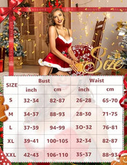 RSLOVE Christmas Dress for Women Santa Costume Babydoll with Suspender Belt Red Small