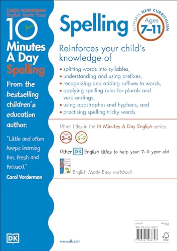 10 Minutes A Day Spelling, Ages 7-11 (Key Stage 2): Supports the National Curriculum, Helps Develop Strong English Skills