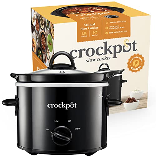 Crockpot Slow Cooker | Removable Easy-Clean Ceramic Bowl | 1.8 L Small Slow Cooker (Serves 1-2 People) | Energy Efficient | Black [CSC080]