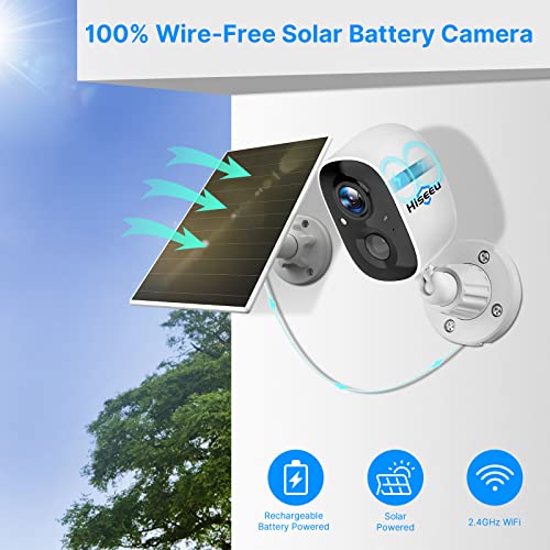 Hiseeu 【Cloud Storage】 3MP Wireless Solar Security Camera Outdoor Color Night Vision,Battery Powered Camera with Solar Panel,CCTV Camera Outdoor with PIR Motion,Color Night Vision,2-Way Audio