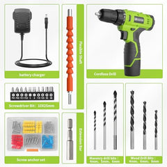 FADAKWALT 12V Cordless Drill, Battery Power Drill Drivers, 3/8” inch Keyless Chuck, Electric Screwdriver Kit, 21+1 Torque Setting, Combi Drill with Li-Ion Battery and Charger