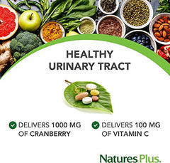 NaturesPlus Ultra Cranberry 1000mg Sustain Release - Natural Cranberry Extract, Herbs and Vitamin C Supplement - Non-GMO, Gluten Free, Vegetarian - 90 Tablets