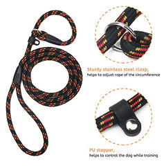 Zhichengbosi 2 PACK Adjustable Dog Leash Nylon Training Lead Leash Durable,Soft For Dogs 10-80 lbs (black+blue)