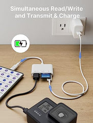 SD Card Reader with USB 3.0 Port & Charging Port | JSAUX 4-in-1 USB C to Micro SD Memory Card Reader | Compatible with iPhone 15/ Pro Max/Pro/Plus, iPad Pro, MacBook Pro/Air, Galaxy S8 to S23