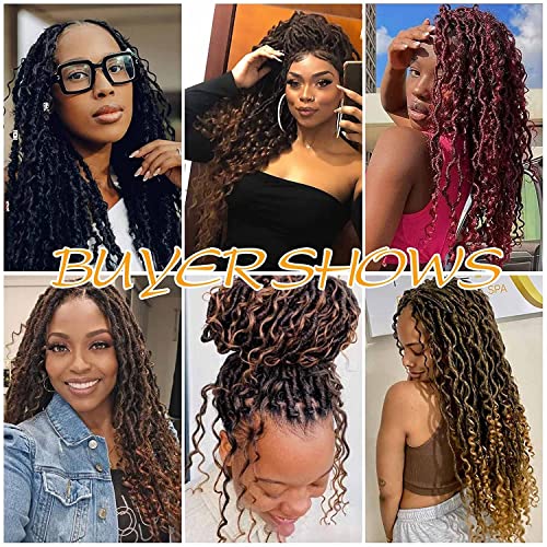 Alaleibaby Goddess Locs Crochet Hair 18 inch 8 Packs River Faux Locs Crochet Hair with Curly Ends Boho Hippie Locs Synthetic Hair Extensions For Black Women (18 inch, 4#)
