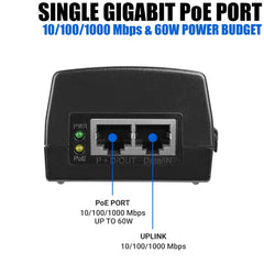 BV-Tech Gigabit Power Over Ethernet PoE+ Injector | Up to 60W | 802.3af/at | 802.3bt Compliant | Plug & Play | up to 325 Feet