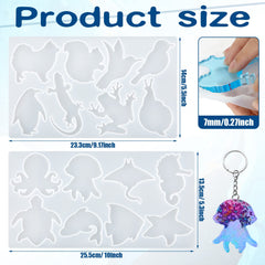 2pcs Animals Resin Mold, Silicone Marine Terrestrial Animals Dolphins, Octopus, Turtles, Jellyfish, Fish Molds for Epoxy Resin for DIY Keychain Necklace Jewelry Pendant Art Craft Ornaments
