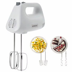 Kenwood Hand Mixer (Electric Whisk) 450W With 5 Speeds + Turbo Button, Twin Stainless Steel Kneader And Beater For Mixing, Whipping, Whisking, Kneading HMP30.AOWH