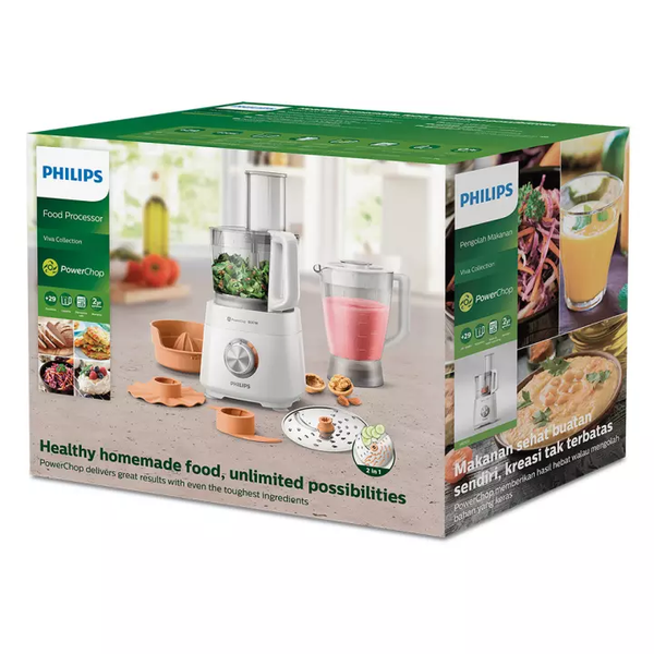 Philips Viva Compact Food Processor 800W 2in1 Disc, Citrus Press, 29 Functions with PowerChop Technology HR7510