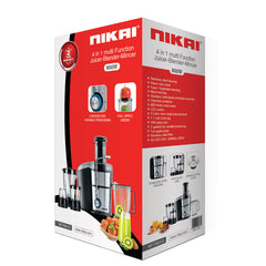 Nikai Food Processor 4in1 800W 1.1L Glass Jar Juicer, Blender, Mixer, Mincer 2 Speeds + Pulse NFP881G