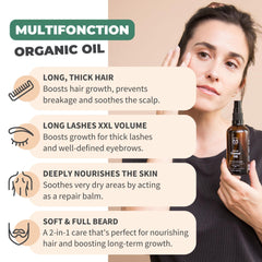 Bionoble Organic Castor Oil 500ml - 100% Pure, Natural and Cold Pressed - Lashes, Eyebrows, Body, Hair, Beard, Nails - Vegan and Cruelty Free - Glass Bottle + Pump