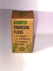 PlanetNatura Bamboo Dental Floss with Activated Charcoal – Eco-Friendly and a Less-Plastic Alternative – Natural, Organic Dental Floss, Suitable for Vegans - Waxed. 60 Meter Refill