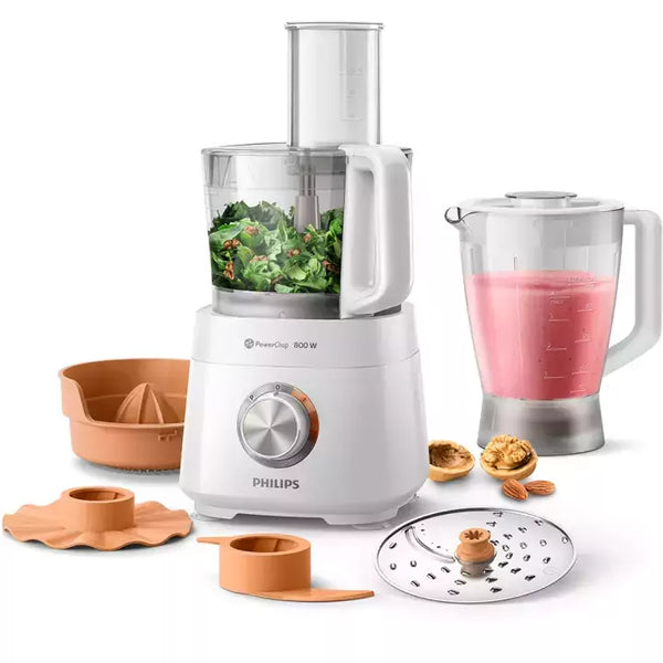 Philips Viva Compact Food Processor 800W 2in1 Disc, Citrus Press, 29 Functions with PowerChop Technology HR7510