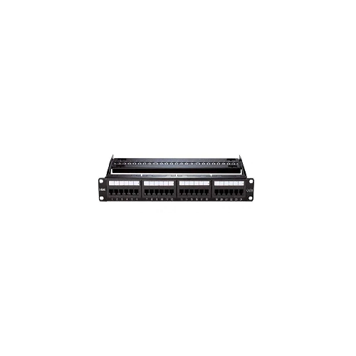D-Link Patch Panel 24 Port CAT6 Unshielded Fully Loaded Punch Down, Keystone Type, ID Stripes for Identifying Port Allocations, Compatible with Both 110& Krone Punch Down Tool, Black Color NPP-C61BLK241