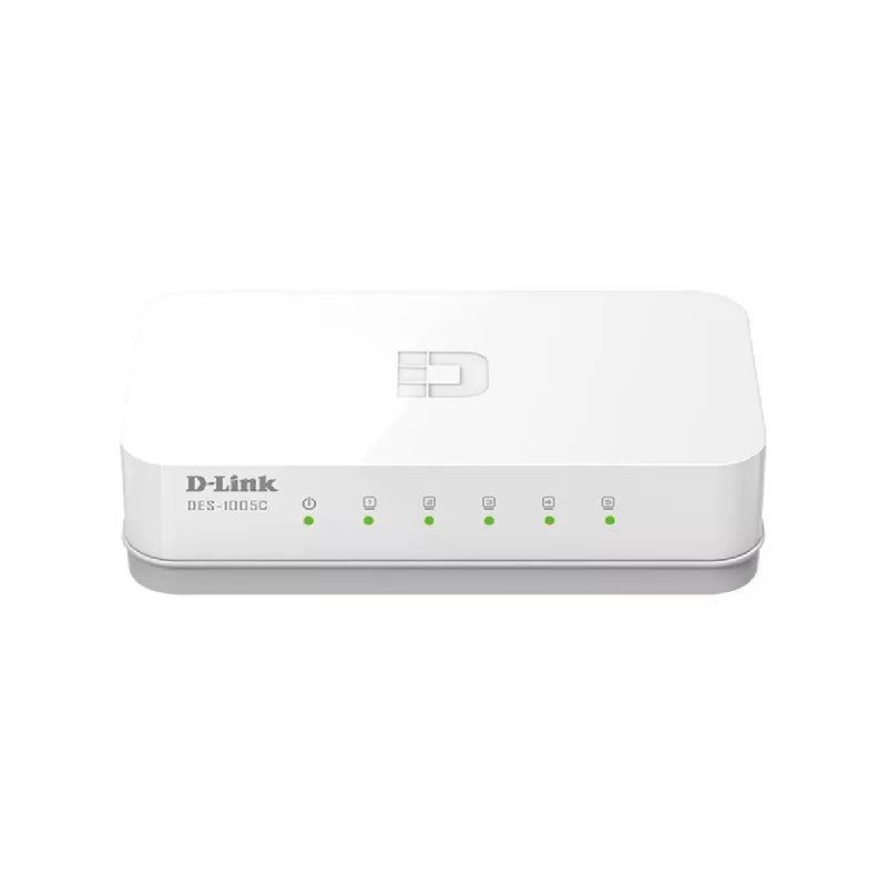 D-Link Ethernet Switch 5-Port 10/100 Mbps Unmanaged Desktop Standalone Switch, High-speed Fast Ethernet Ports, Energy Saving, Compact Design, Silent Operation DES-1005C