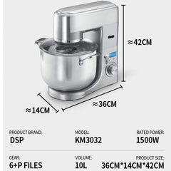 DSP Professional Stand Mixer 1500W 10L 6 Speeds + Pulse 3 Attachments with LCD Display KM-3032