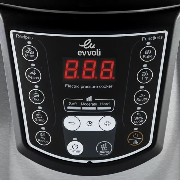 Evvoli Pressure Cooker 6L with Digital LED Display & 9-in-1 MultiUse Programmable 1000W PC6009B