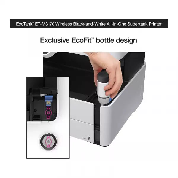 Epson EcoTank Monochrome Duplex Printer Wi-Fi All-in-One, 39ppm, 600x600dpi Resolution, Wireless Connectivity M3170