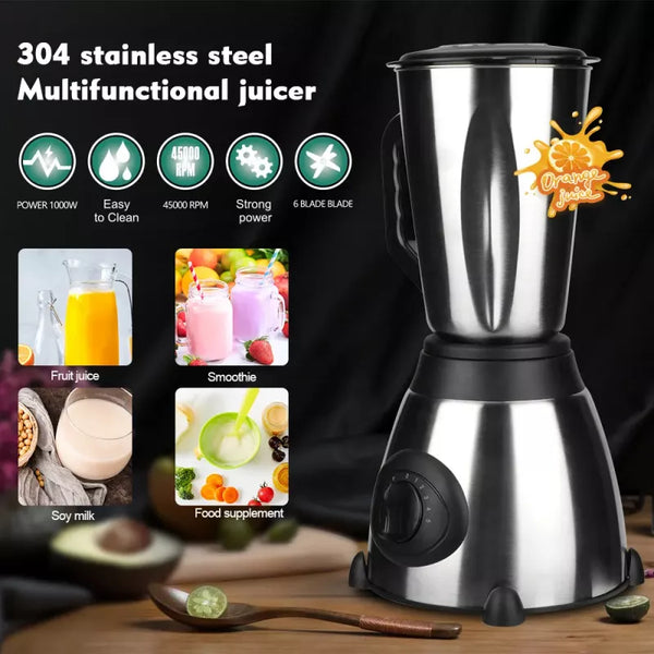 RAF Blender 1.5L Steel Jar 1000W with Mill, Strong Motor, 6 Blades, Overheat Protection R.300