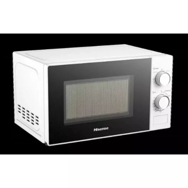 Hisense Microwave 20L 700W Solo Manual, Knobs Push Button, 6 Power Levels, Defrost, Cooking Timer, Cooking Signal, Painted Cavity, Without Grill, White H20MOWS10