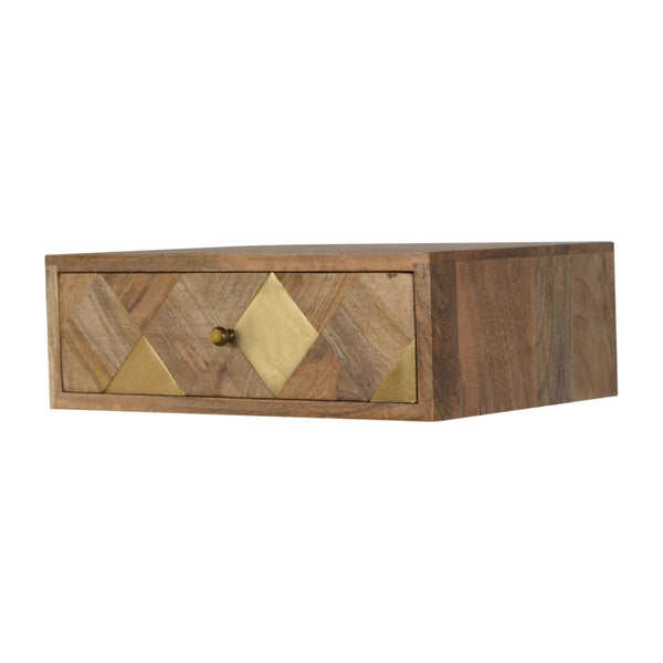 Wall Mounted Brass Inlay Bedside Table