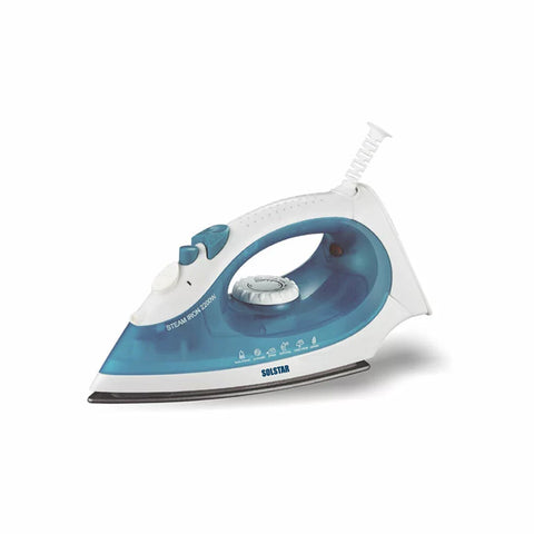 Solstar Iron 1750W with Water Spray, Adjustable Continuous Steam, NonStick Sole Plate, 360 Degree Pivoting Cord 90ml Blue/White IS1048A-BLBSS