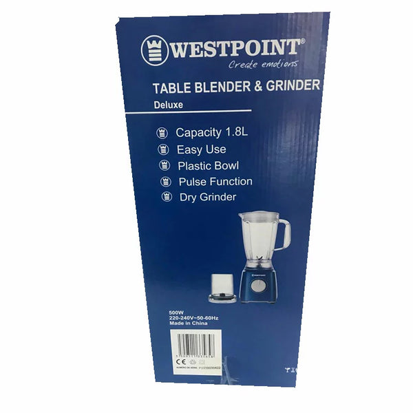 Westpoint Blender 1.8L 500W Plastic Jar 2 Speeds Blue WBLR-18820.P