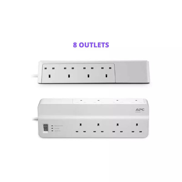 APC Essential Surge Arrest Protector 8 Outlets 230V UK White PM8-UK