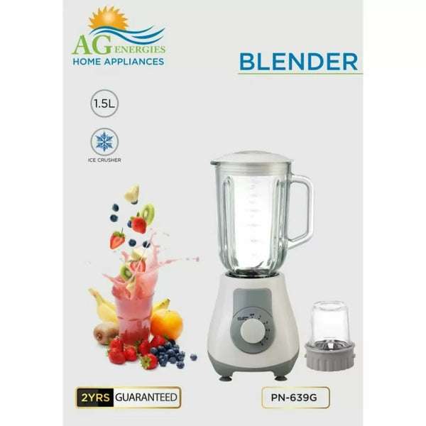 AG Blender 1.5L Glass Jar with Glass Dry Mill Grinder