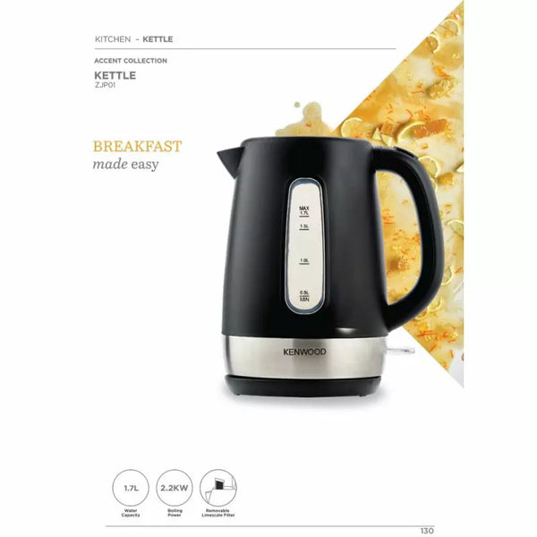 Kenwood Kettle 1.7L Cordless Electric Kettle 2200W with Auto Shut-Off & Removable Mesh Filter ZJP01.AOBK