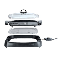 Kenwood Grill 1700W Contact Health Large Family Sized Griddle with Glass Lid, Variable Temperature Control, Cool Touch Handles - Ideal for Steak, Chicken, Fish, Vegetables Without Box