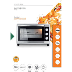 Kenwood 56L Toaster Oven Toaster Grill Large Capacity Double Glass Door Multifunctional With Rotisserie And Convection Function For Grilling, Silver, Stainless Steel MOM56.000SS