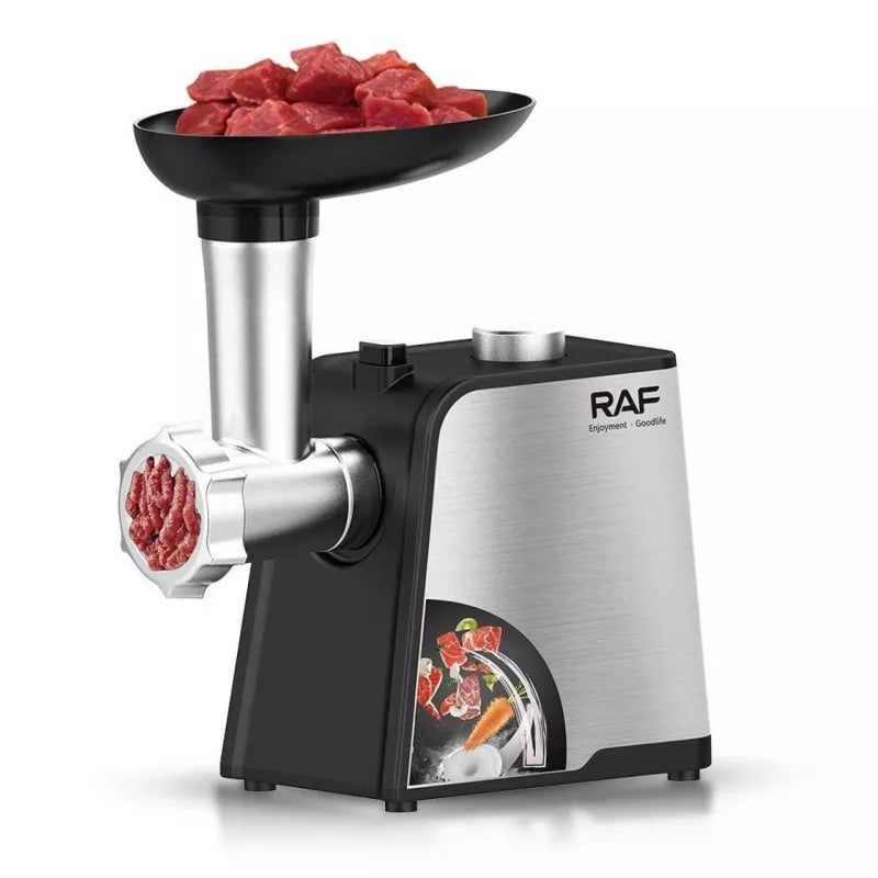 RAF Meat Grinder 2000W Stainless Steel Blades, Detachable Parts, Kebbe & Sausage Attachments, Reverse Function R.3392