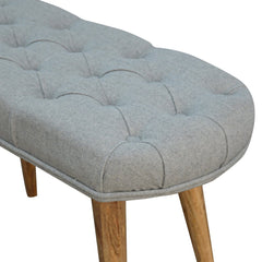 Nordic Style Bench with Deep Buttoned Grey Tweed Top
